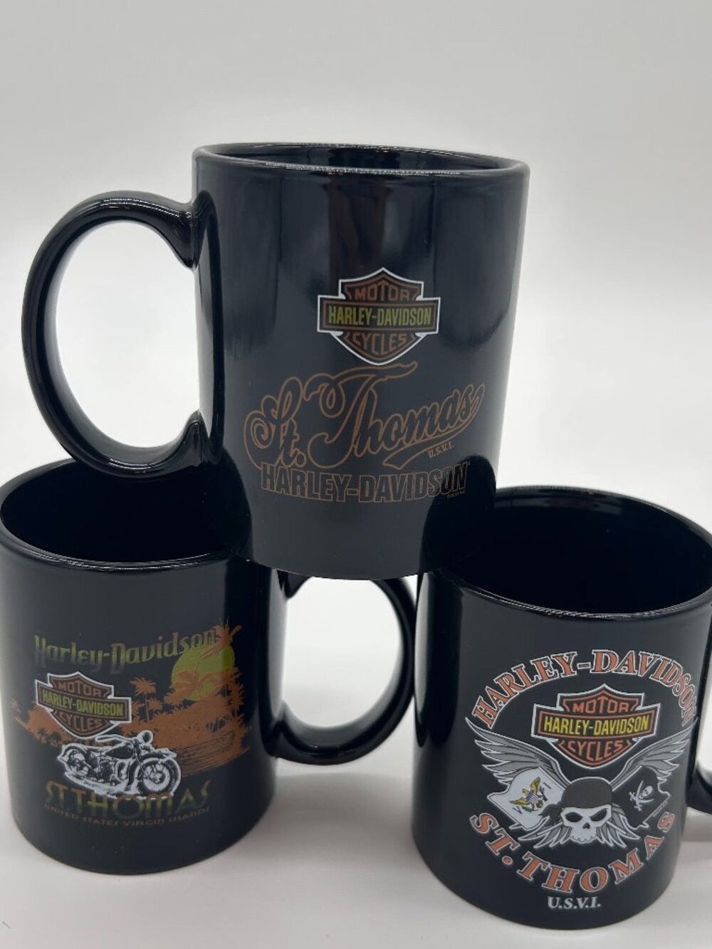 2010‎ Harley Davidson St Thomas Ceramic Mug Lot of 3